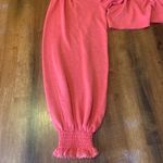 Free People  Top Medium Coral Crochet and Embroidered Accents Blouse Long Sleeve Photo 8