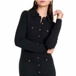 WAYF  Morgan Button-Front Knit Sweater Midi Dress Black Size Medium NEW Photo 1