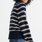 Madewell Blue Striped Wool Sweater XXS Metcalf Mockneck Balloon Sleeve Chunky Photo 7