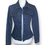 Piazza Sempione Dark Wash Denim Jean Jacket Statement Black Button Up Tailored Photo 1