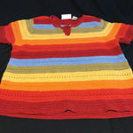 Liz Claiborne  Crochet‎ Knit Top Colorful Striped Short Sleeve Womens S/M Photo 0