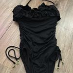 Juicy Couture  black ruffled bandeau One piece swimsuit with side charms size P Photo 1