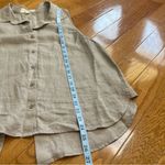 Cloth & Stone Sz L SPLIT BACK SLEEVELESS BUTTON DOWN LINEN SHIRT TUNIC KHAKI Photo 4