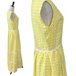 Vintage 70s Jamison Boutique Seersucker Yellow Gingham Maxi Dress Ric Rac Medium Photo 2