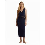 NWT Quince Mongolian Cashmere Fitted Midi in Navy Blue Knit Sweater Skirt L Size L Photo 1