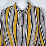 Haute Monde Mustard and Black Houndstooth Print Blouse Size Large Colorful Top Photo 1