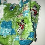 Quilted Christmas Patchwork Purse Tote Snowman Green Blue White Holiday Winter Photo 1