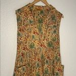 April Cornell Midi Dress Sleeveless Fall Butterfly Cottage Peasant Gauzy Pocket Gold Size L Photo 1