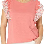 Tommy Hilfiger Women’s Plus Size Paisley Embroidered Eyelet Flutter Sleeve Top Photo 0