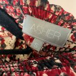 ASHER Burgundy Black Snake Print Blouse High Neck Sz Small Red Photo 8