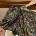 Love Shack Fancy Black And Gold Metallic Mercy Mini Dress in Midnight Vine Photo 5