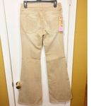Replay women's size 28 mid rise stretch flare golden denim patch pocket jeans Tan Photo 3