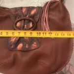 Carlos Falchi for CHI leather snakeskin hobo Purse tassels Brown Photo 10