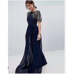 ASOS Virgos Lounge Lena Navy Beaded Maxi Dress Size 6 Photo 14