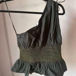 ZARA NWT One Shoulder Cinch Waist Black/Gold Blouse Small Photo 4