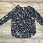 H&M Blue White Pale Pink Floral Print 3/4 Sleeve Women's Shirt Size Medium Photo 3