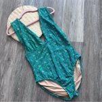 J.Crew  green paisley floral plunge v neck one piece swimsuit womens size L‎ Photo 1