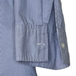 Ann Taylor  Button Up‎ Shirt Size 0 Blue White Striped 3/4 Sleeve Stretch Blend Photo 3