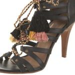 Ulla Johnson Tassel Accent Heels Sandals Women's 37 Black Brown Strappy Photo 0