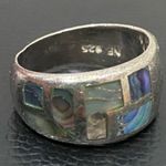 Sterling Silver Vintage NE 925 Signed  Abalone Inlay Ring Band Size 6.5 5.9g Photo 6