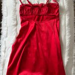 Amazon Red Satin Lace Dress Photo 2