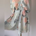 Summer light blue beach romper with floral print size xs Photo 2