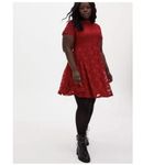 Torrid  Red Stretch Lace‎ High Neck Flare Skater Dress Size 2X Photo 1