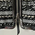 Milly  Avery Black White Textured Tweed Leather Trim Jacket Blazer Moto Size 10 Photo 4