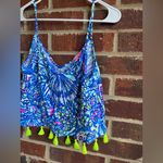 Lilly Pulitzer Brilliant Blue Ceviche Cropped Ramona Tassel Top Size 4 Photo 3