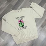 Just A Girl Who Lives Pickle Sweatshirt‎ Tan Medium Photo 13