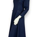 Vintage Victorian Dress Lolita Lace Collar Navy Blue Bow Back Whimsigoth Pockets Photo 2