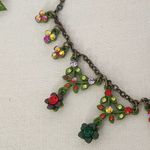 Bohemian Garden Floral Ornate Necklace with Earrings Set Pink Photo 2