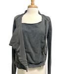 Free People  Asymmetrical Cropped Distressed Moto Jacket Indie Gray size Small Photo 3