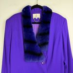 Vintage Lily & Taylor Couture Womens Wool Fox Fur Trim Jacket Coat Sz 18 Purple Photo 3