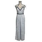 Japna  Wide Leg Jumpsuit Boho Beach Stripe Embroidered Smocked Sleeveless Size M Photo 1