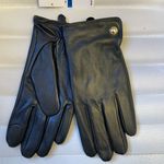 Michael Kors Leather Black Gloves Gold Button Touch Tip Gift Box MSRP $108 NEW Photo 5