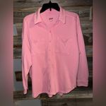 Aerie  Pink Fleece Oversized Button Shirt Shacket Size XSmall Photo 1