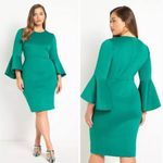Eloquii NEW‎  green scuba dress flare sleeves, size 22 Photo 1