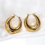 18K Gold Plated Chunky Hoop Earrings for Women Photo 0