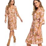Roxy NWT  Privy Places Kimono Wrap Dress‎ Brown S Photo 1