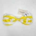 VERDELIMÓN Bikini Top Striped Voile Yellow White Bandeau NWT Size Extra Small Photo 4