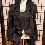 Victorian Steampunk High Low Asymmetric Y2k long sleeve goth Ruffle Jacket shirt Black Size L Photo 0