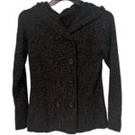 Carol Rose  Black Gray Cable Knit Hooded Cardigan Women's Size‎ Medium Photo 0
