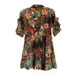 ZARA  Z1975 Denim Floral Hibiscus Short ShirtDress Bell Sleeves Womens Size Large Photo 5
