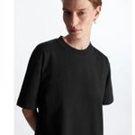 COS Black 100% Cotton Short Sleeve Plain Mock Neck Mini T Shirt Dress Size XS Photo 1