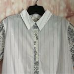 Clu Too White Striped Blue Bandana Paisley Mixed Media Printed Button Up Shirt Size M Photo 1