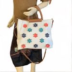 Relic  BEIGE LEATHER CROSSBODY PURSE WITH RAISED MULT-COLOR FLORAL DETAILS Photo 9