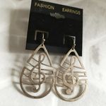 Golden Treble Clef Teardrop Dangle Earrings Gold Photo 0