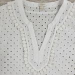 J.Crew Eyelet Cover Up Womens Medium White V Neck Beach Vacation Pool Tunic Photo 3