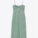 ZARA Turquoises Linen Blend Polka Dot Dress Photo 4